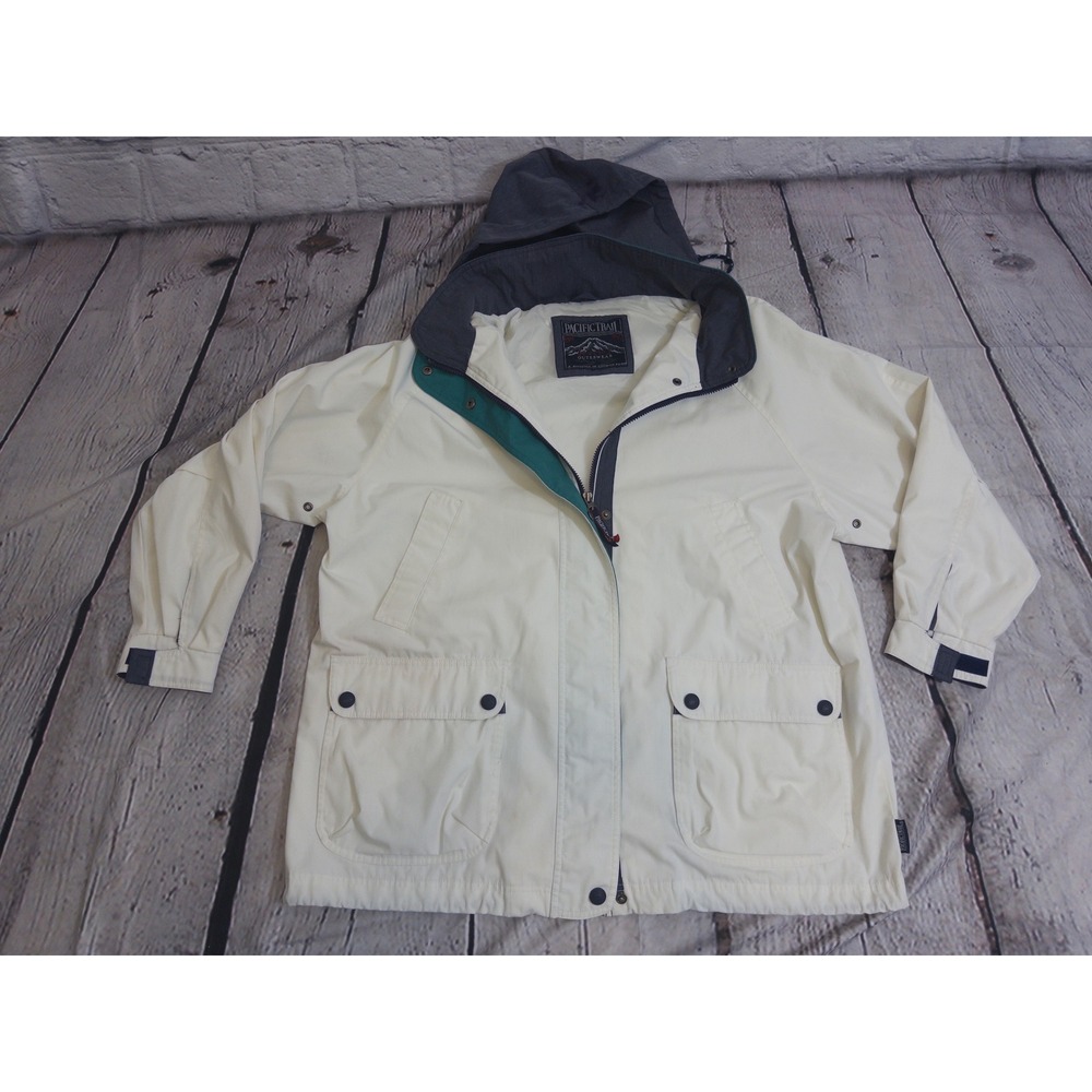 Pacific Trail‎ Hooded Parka Jacket Mens Cream Utility Gorpcore Outdoor FLAW
